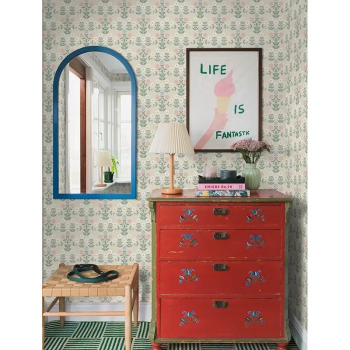 Borastapeter|Wallpaper classic floral anemones in pink blue and white|Youth Style