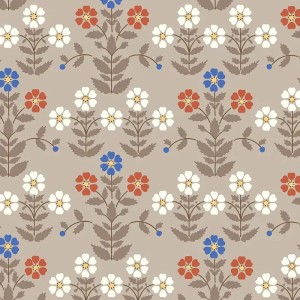 Casadeco|Blue wallpaper with small flowers and lily of the valley|Floral