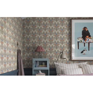 Casadeco|Blue wallpaper with small flowers and lily of the valley|Floral 2
