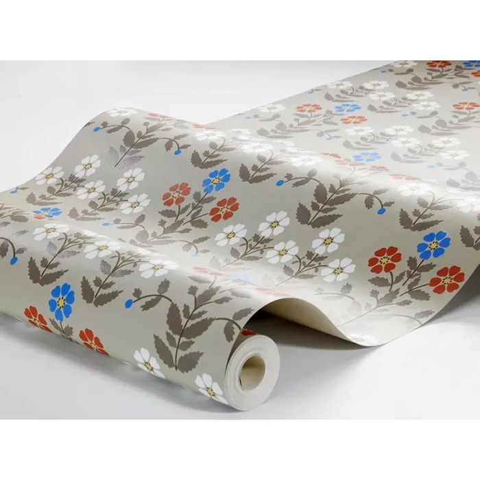Papel pintado floral folclórico castaño en azul y beige - Borastapeter New Heritage 4813