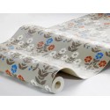 Borastapeter|Papel pintado floral folclórico castaño en azul y beige|Juvenil