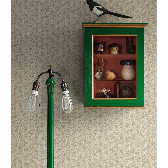 Papel pintado floral vintage estilo petite en azul y rojo - Borastapeter New Heritage 4815