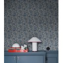 Borastapeter|Wallpaper dense folkloric floral in blue and beige|Wallpaper