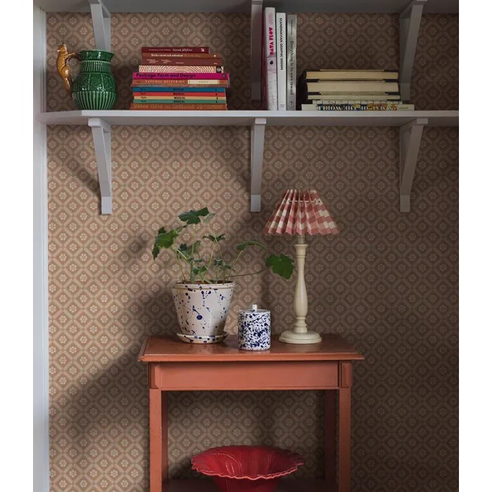Borastapeter|Tapete folkloristisch floral Gitter terrakotta rot beige|Geometrisch