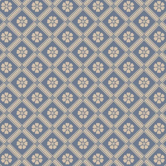 Borastapeter|Papel pintado floral enrejado clásico moderno azul y beige|Escandinavo