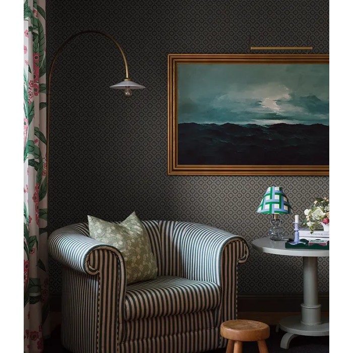 Borastapeter|Wallpaper traditional trellis floral in charcoal grey and beige|Geometric