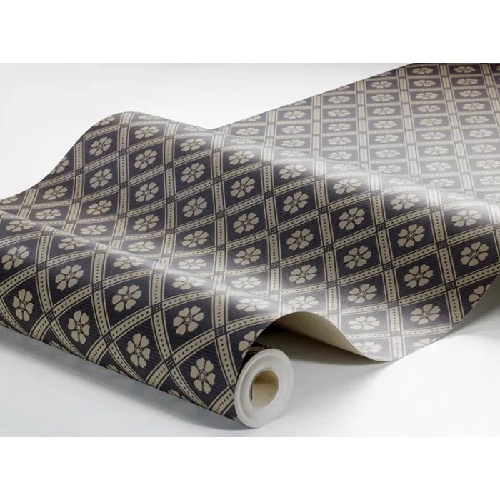 Borastapeter|Papel pintado floral enrejado tradicional gris carbón y beige|Geométrico