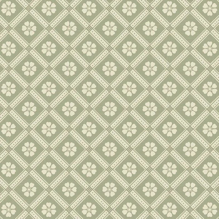 Borastapeter|Papel pintado floral enrejado rústico verde salvia y beige|Minimalista