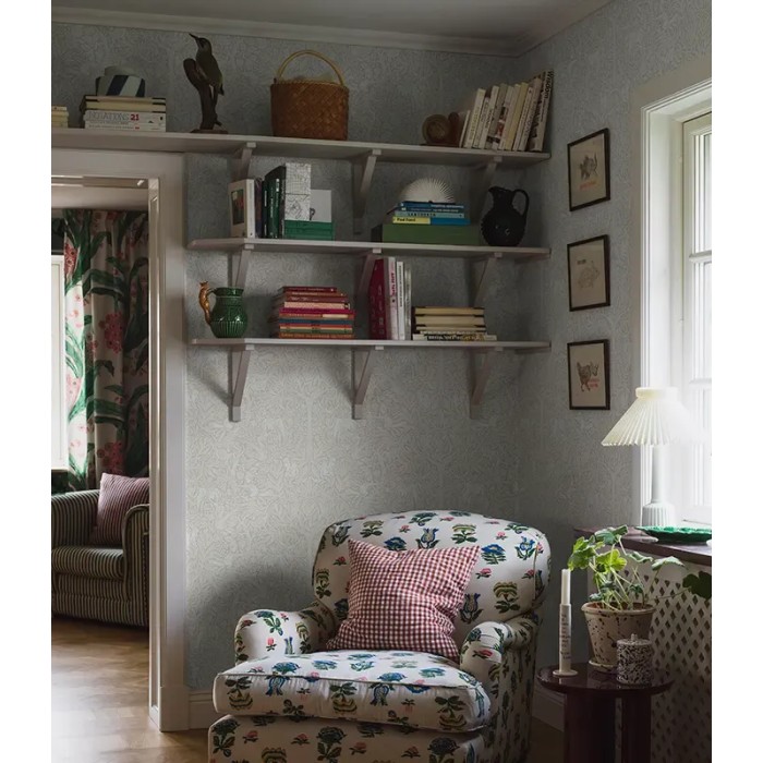 Borastapeter|Papel pintado bosque ciervos y fauna estilo arts and crafts beige|Papel Pintado