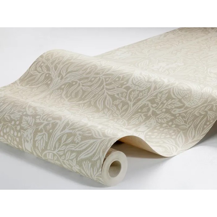 Borastapeter|Papel pintado bosque ciervos y fauna estilo arts and crafts beige|Papel Pintado