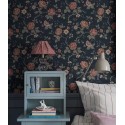 Borastapeter|Tapete romantisch floral Kretonne dunkelblau bunt|Romantisch
