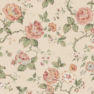 Papeldecor|Vliestapete botanisch grün Zweige, Blätter und Blumen|Romantisch