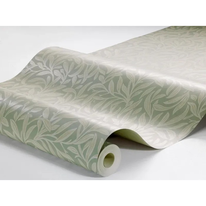 Borastapeter|Papel pintado hojas densas arts and crafts verde pastel y beige|Papel Pintado