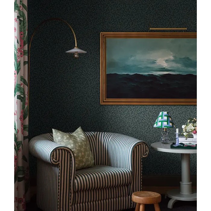 Borastapeter|Papel pintado hojas densas arts and crafts azul verdoso y beige|Papel Pintado