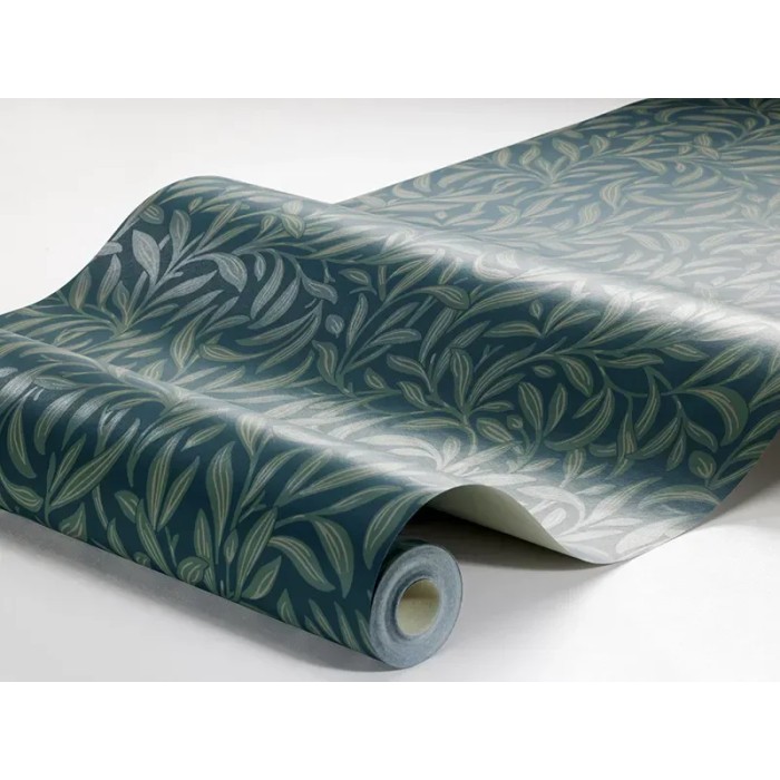 Borastapeter|Papel pintado hojas densas arts and crafts azul verdoso y beige|Papel Pintado