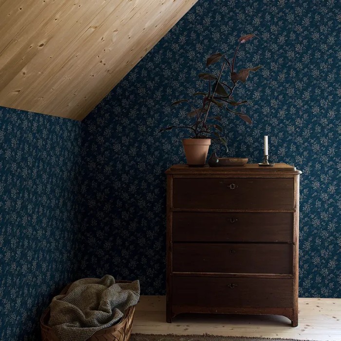 Borastapeter|Papier peint floral vintage délicat bleu beige|Papier Peint