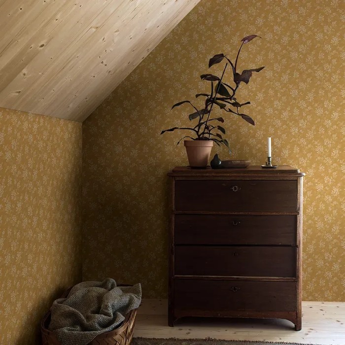 Borastapeter|Papier peint floral vintage élégant jaune blanc|Papier Peint