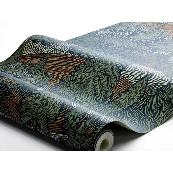 Borastapeter|Wallpaper contemporary Scandinavian forest in green and beige|Scandinavian