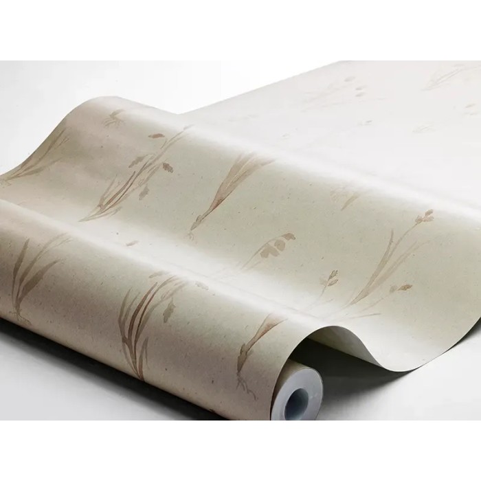 Borastapeter|Papel pintado prado nórdico lino beige y granate|Minimalista