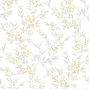 Papeldecor|Wallpaper Nordic style white flowers|Wallpaper