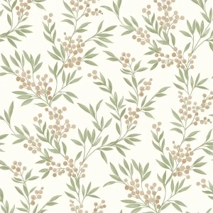 Casadeco|Elegantes florales Muster in Grün, Art-Déco-Stil|Tapeten