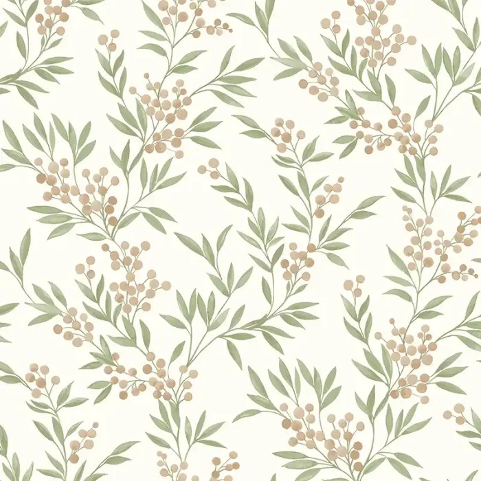 Borastapeter|Papel pintado bayas nórdicas acuarela rojo y verde|Papel Pintado