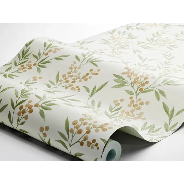 Borastapeter|Wallpaper Nordic watercolor berries in red and green|Wallpaper