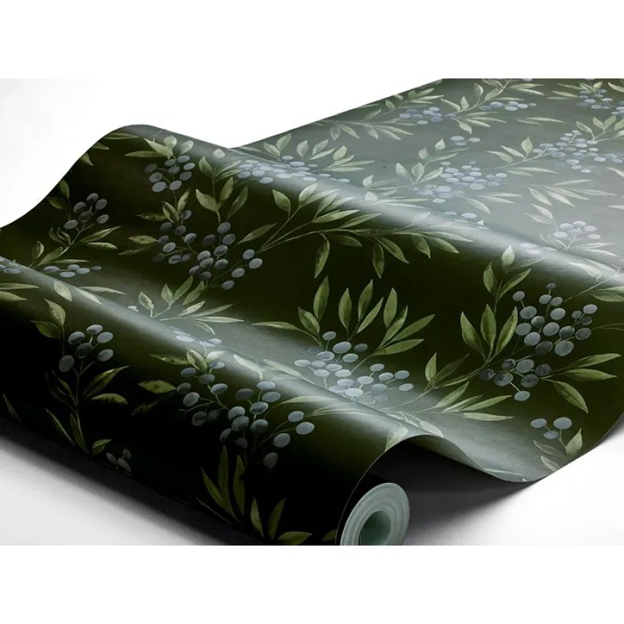 Borastapeter|Wallpaper Nordic watercolor berries in purple and green|Wallpaper