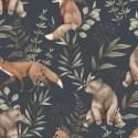 Borastapeter|Papier peint enfant forêt nordique bleu foncé brun|Enfants