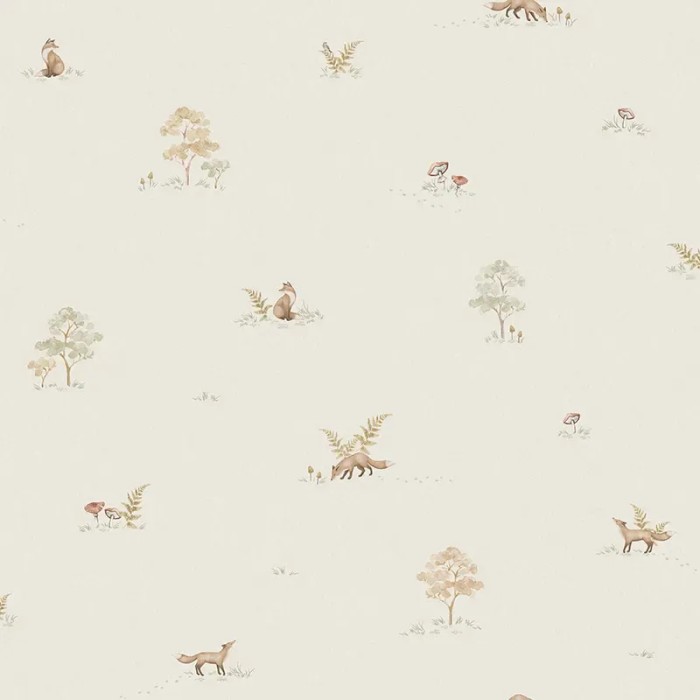 Borastapeter|Papel pintado infantil con zorros pequeños tonos pastel|Infantil