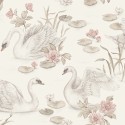Borastapeter|Papier peint enfant cygnes romantiques rose brun|Enfants