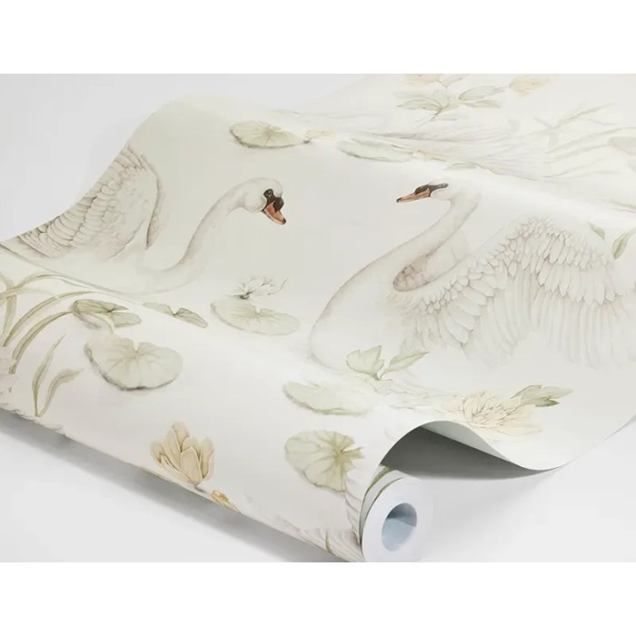 Papel pintado infantil cisnes amarillo y verde - Borastapeter Newbie 6926