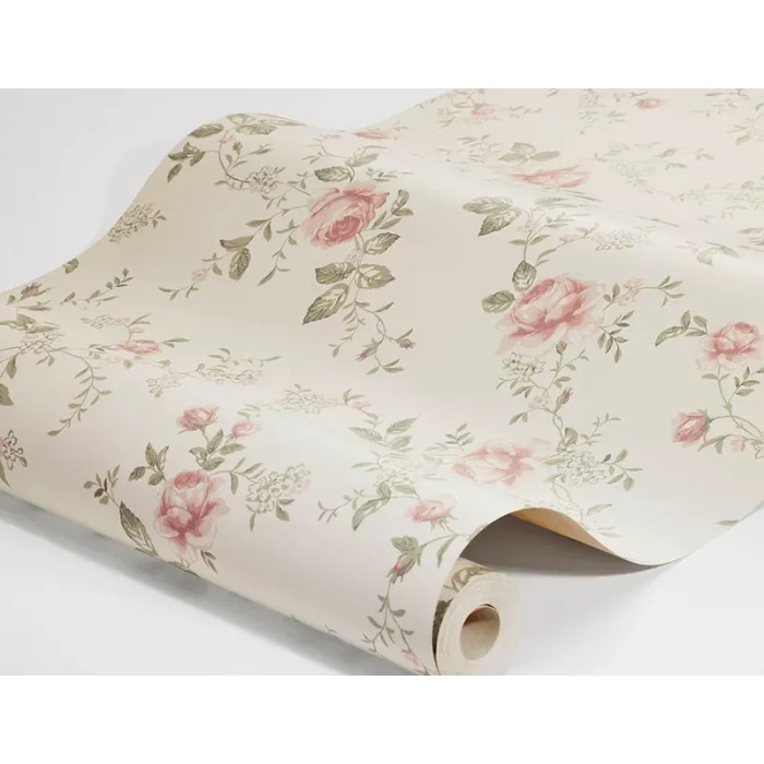 Borastapeter|Papel pintado infantil jardín de rosas rosa y verde|Juvenil