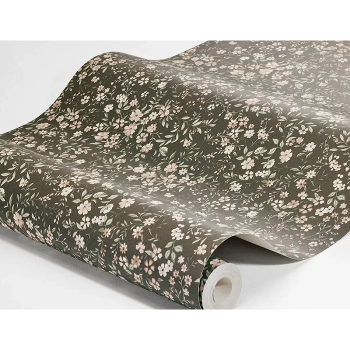 Borastapeter|Papier peint enfant floral dense brun rose poudré|Papier Peint