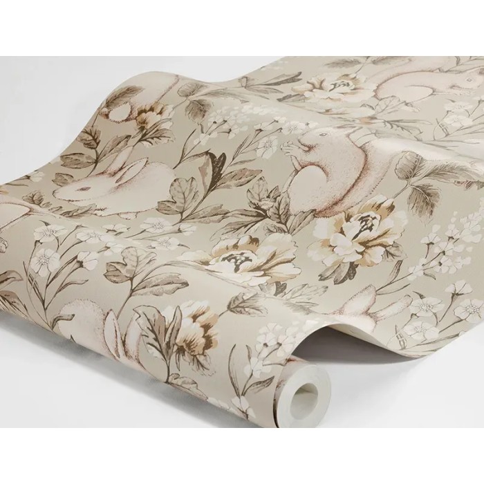 Borastapeter|Papel pintado infantil bosque mágico beige y lino|Infantil