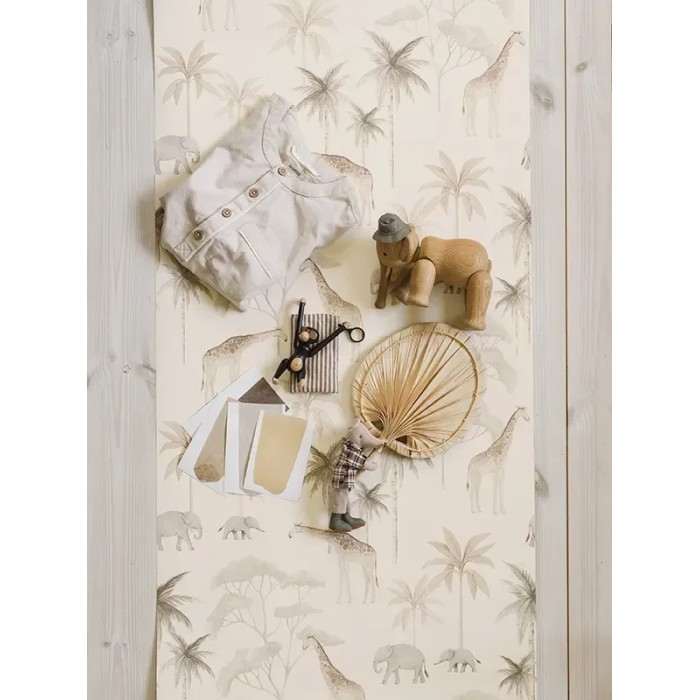 Borastapeter|Papel pintado infantil sabana con jirafas y elefantes|Infantil