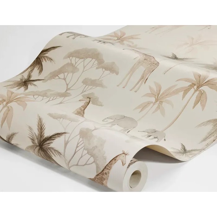 Borastapeter|Papel pintado infantil sabana con jirafas y elefantes|Infantil
