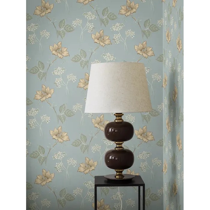 Papel pintado floral Valborg azul cielo y amarillo - Borastapeter Swedish Grace 5500