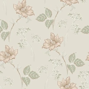 Casadeco|Tapete mit stilisierten weißen Palmenblättern|Blumen