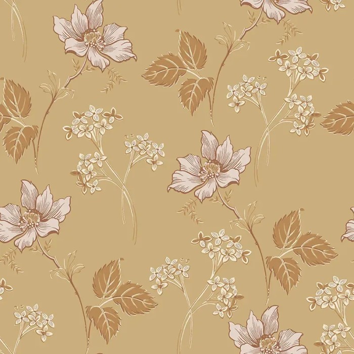 Papel pintado floral Valborg ocres y rosass - Borastapeter Swedish Grace 5502