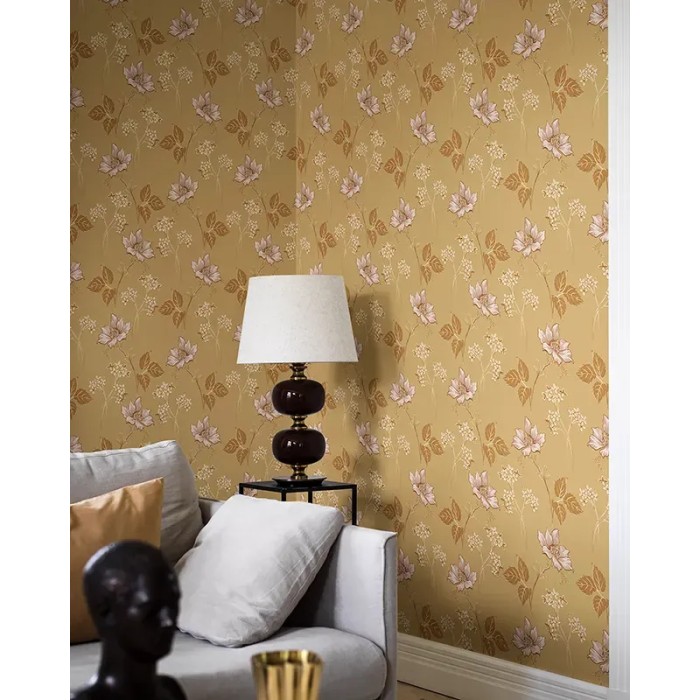 Borastapeter|Wallpaper floral Valborg ochres and pinkss|Wallpaper