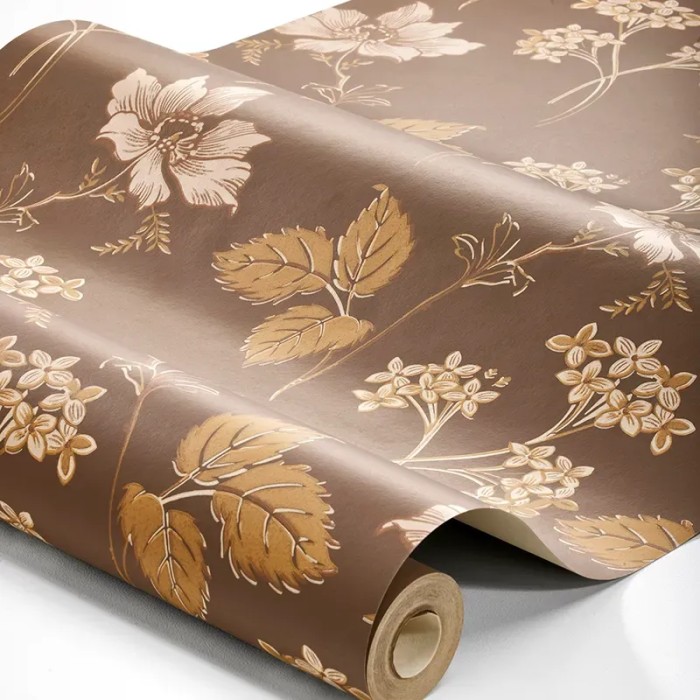 Borastapeter|Tapete floral Valborg dunkelbraun zartrosa|Tapeten