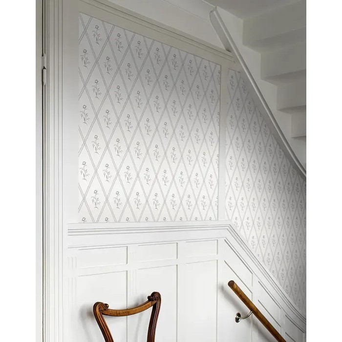 Borastapeter|Papier peint vintage Signe gris blanc classique|Losanges