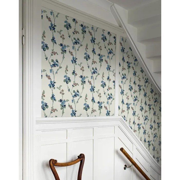 Borastapeter|Wallpaper floral Vera misty blue brown and teal|Wallpaper