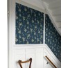 Papel pintado floral Vera azul oscuro con beige y verde lima - Borastapeter Swedish Grace 5510