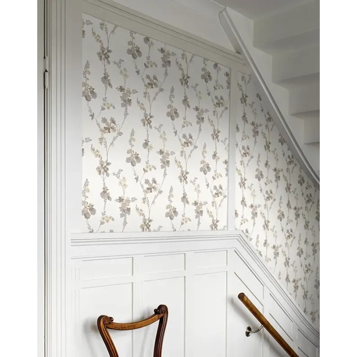 Borastapeter|Papel pintado floral Vera gris y beige con toques dorados|Papel Pintado