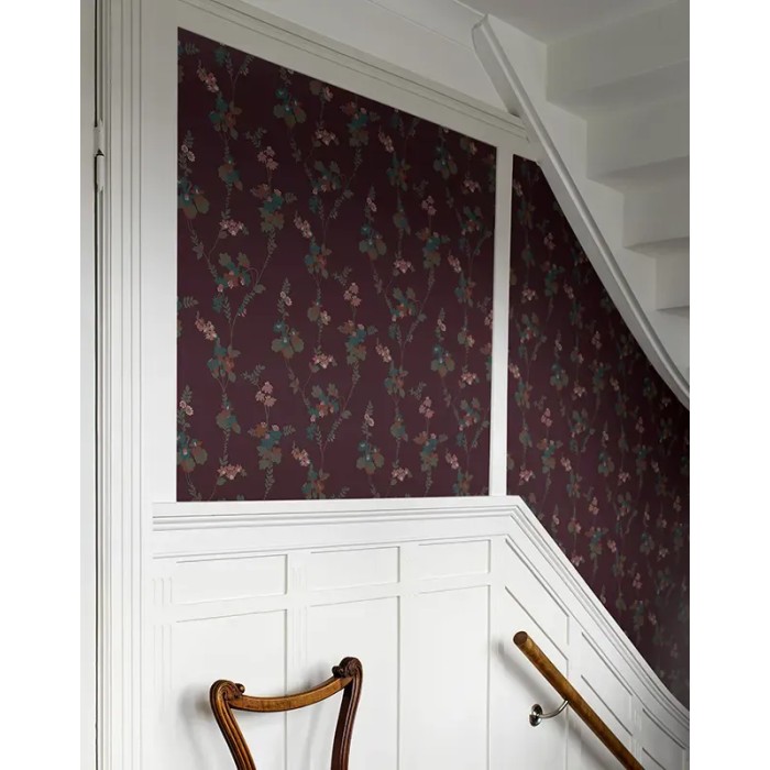 Borastapeter|Tapete floral Vera bordeaux rot rosa grün türkis|Tapeten