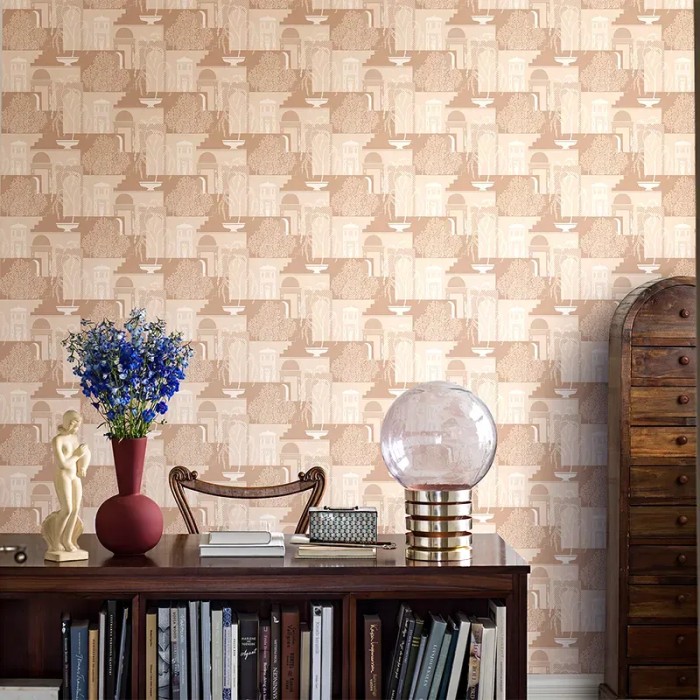 Borastapeter|Papel pintado geométrico Mimi tonos arena y rosa albaricoque|Figurativo