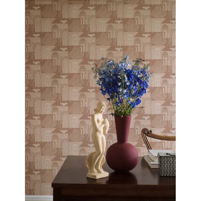Borastapeter|Wallpaper geometric Mimi sand tones and apricot pink|Figurative