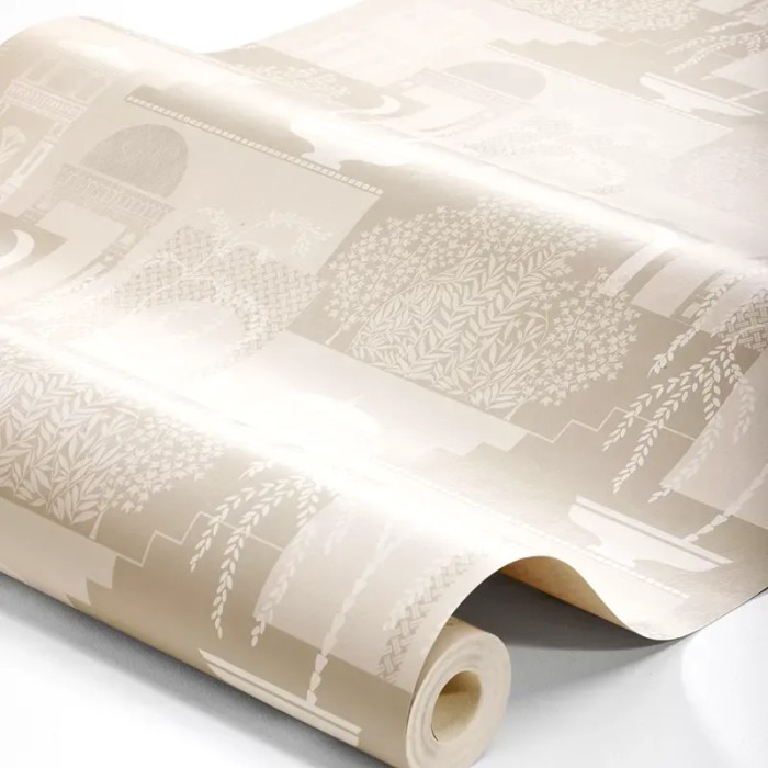 Borastapeter|Papel pintado geométrico Mimi beige y gris apagado|Art Deco